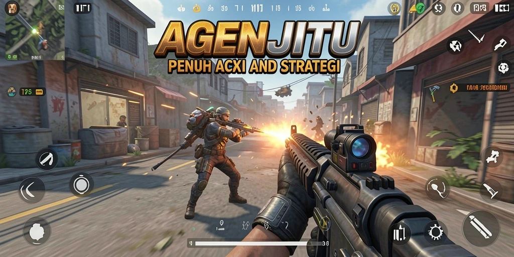 Screenshot gameplay AGENJITU yang menunjukkan aksi menegangkan dalam pertempuran TPS.