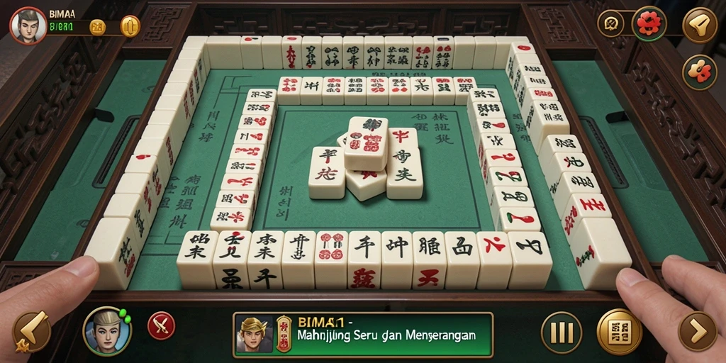 Tampilan gameplay BIMA11 dengan desain Mahjong yang menarik.