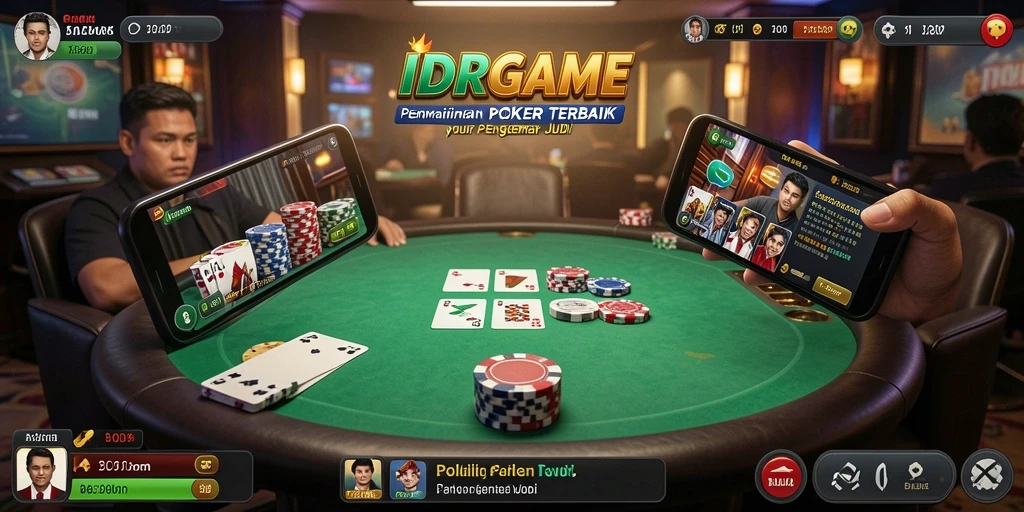 Tampilan menarik dari gameplay Poker IDRGAME yang seru.