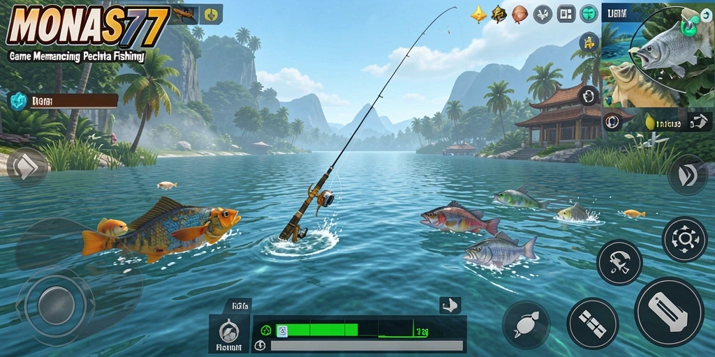 Tampilan aksi memancing yang seru dalam MONAS77.