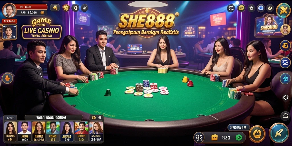 Tampilan gameplay Live Casino yang mendebarkan di SHE888.